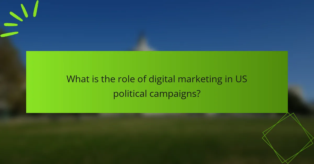What is the role of digital marketing in US political campaigns?