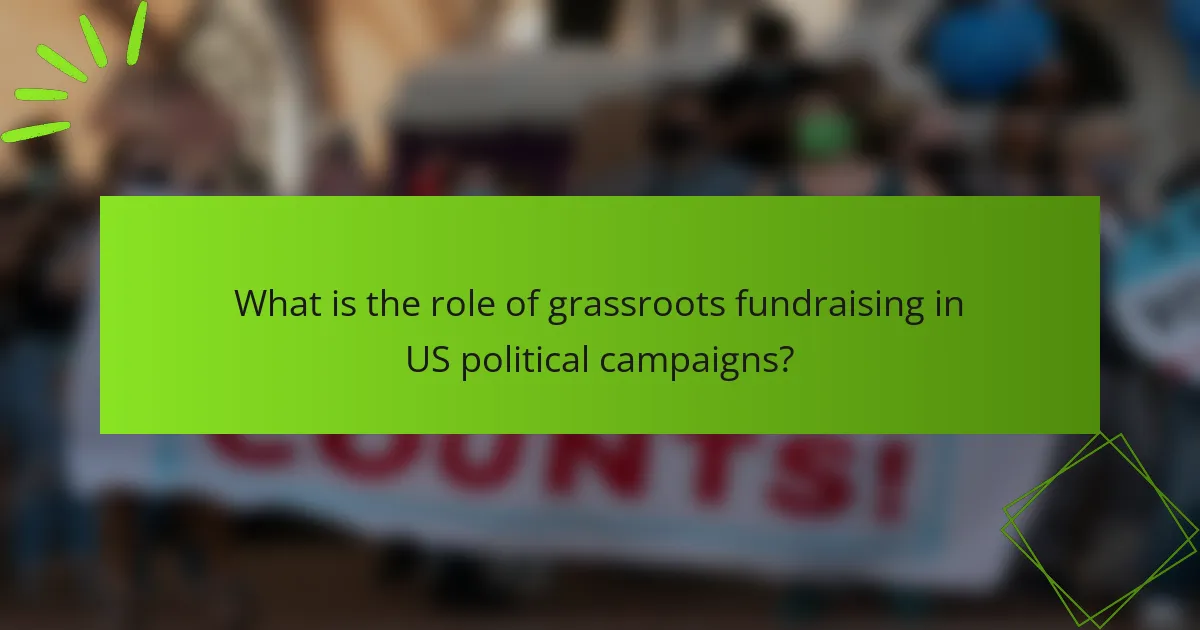 What is the role of grassroots fundraising in US political campaigns?